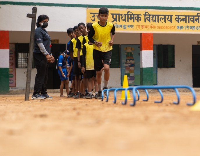 Children participating in a grassroots sports programme