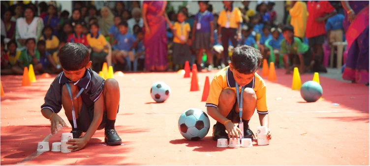Children at a play-based PE session